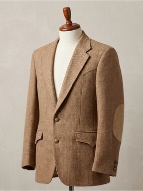 Farah Men’s Brown  Blazer with Suede Elbow Patches Size 38R Western Flawed